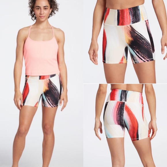 CALIA by Carrie Underwood Pants - Calia Biker Short Energize Collection High Rise Artisan Hand Multi NWT Med / Lrg